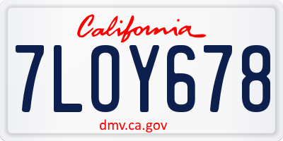 CA license plate 7LOY678