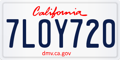 CA license plate 7LOY720