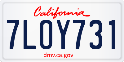 CA license plate 7LOY731