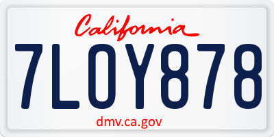 CA license plate 7LOY878