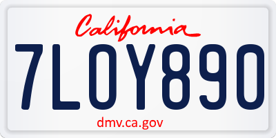 CA license plate 7LOY890