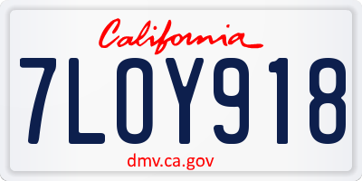 CA license plate 7LOY918