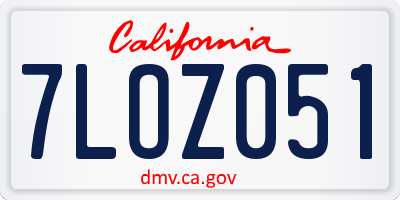 CA license plate 7LOZ051