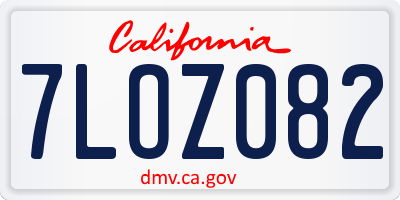 CA license plate 7LOZ082