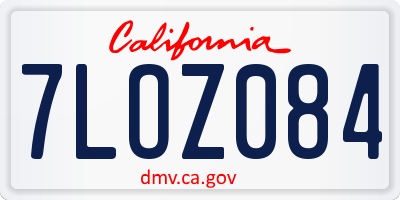 CA license plate 7LOZ084