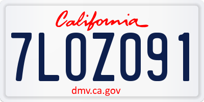CA license plate 7LOZ091