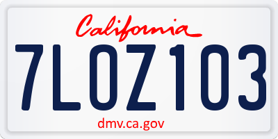 CA license plate 7LOZ103