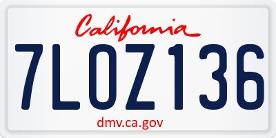 CA license plate 7LOZ136