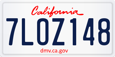CA license plate 7LOZ148