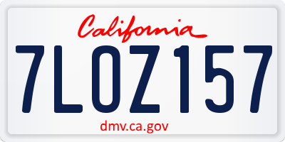 CA license plate 7LOZ157