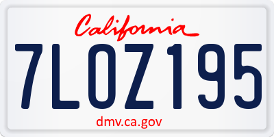 CA license plate 7LOZ195
