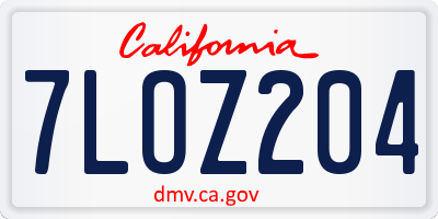 CA license plate 7LOZ204