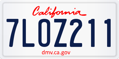CA license plate 7LOZ211