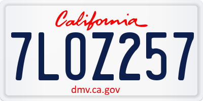 CA license plate 7LOZ257