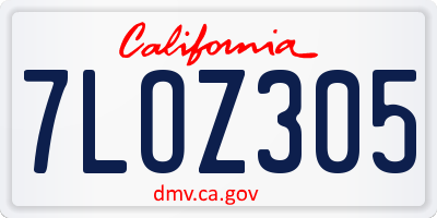 CA license plate 7LOZ305