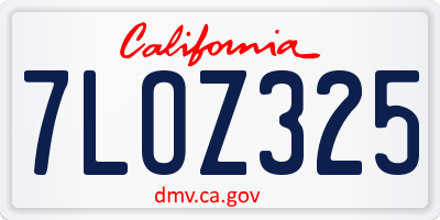 CA license plate 7LOZ325