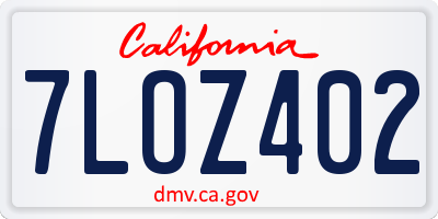 CA license plate 7LOZ402