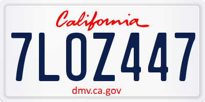 CA license plate 7LOZ447