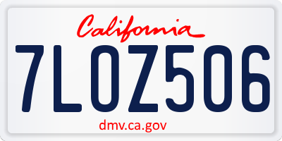 CA license plate 7LOZ506