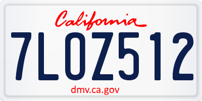 CA license plate 7LOZ512
