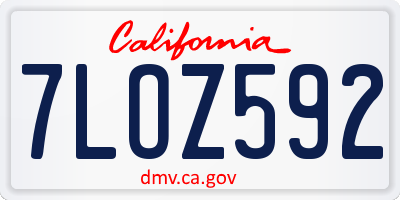 CA license plate 7LOZ592