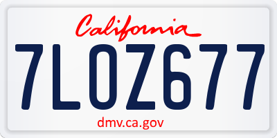 CA license plate 7LOZ677