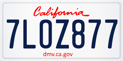 CA license plate 7LOZ877