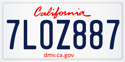 CA license plate 7LOZ887