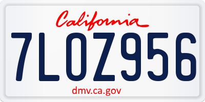 CA license plate 7LOZ956