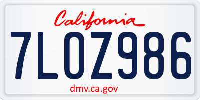CA license plate 7LOZ986