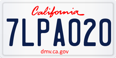 CA license plate 7LPA020