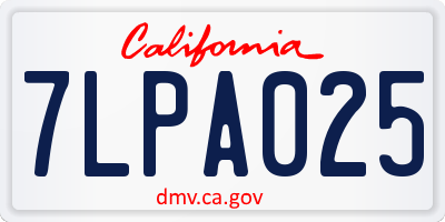 CA license plate 7LPA025