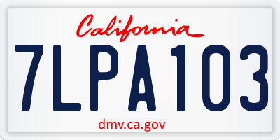 CA license plate 7LPA103