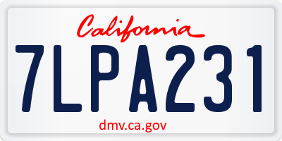 CA license plate 7LPA231