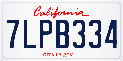 CA license plate 7LPB334