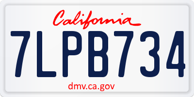 CA license plate 7LPB734