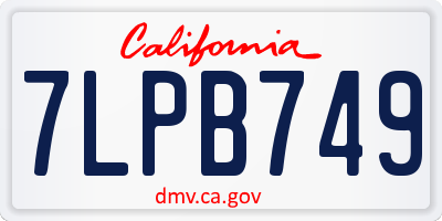 CA license plate 7LPB749