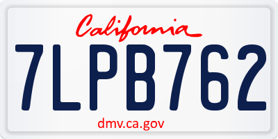 CA license plate 7LPB762
