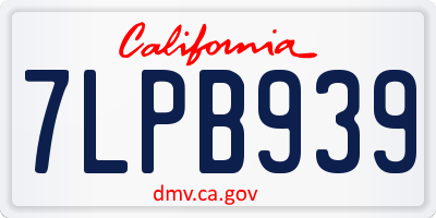 CA license plate 7LPB939