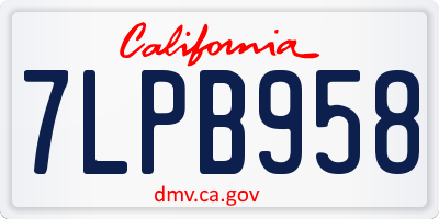 CA license plate 7LPB958