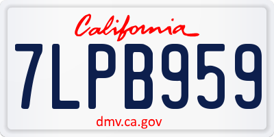 CA license plate 7LPB959
