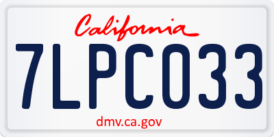 CA license plate 7LPC033