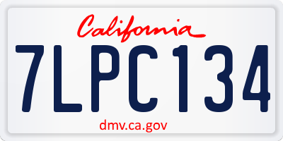 CA license plate 7LPC134