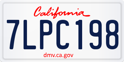 CA license plate 7LPC198