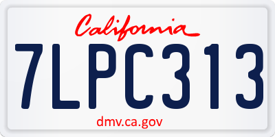 CA license plate 7LPC313