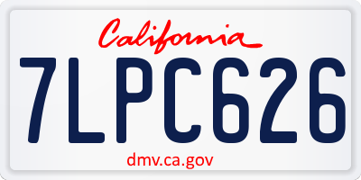 CA license plate 7LPC626