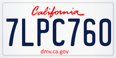 CA license plate 7LPC760