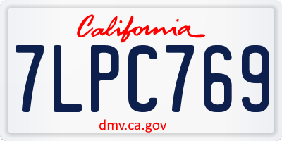 CA license plate 7LPC769