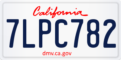 CA license plate 7LPC782