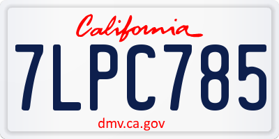 CA license plate 7LPC785